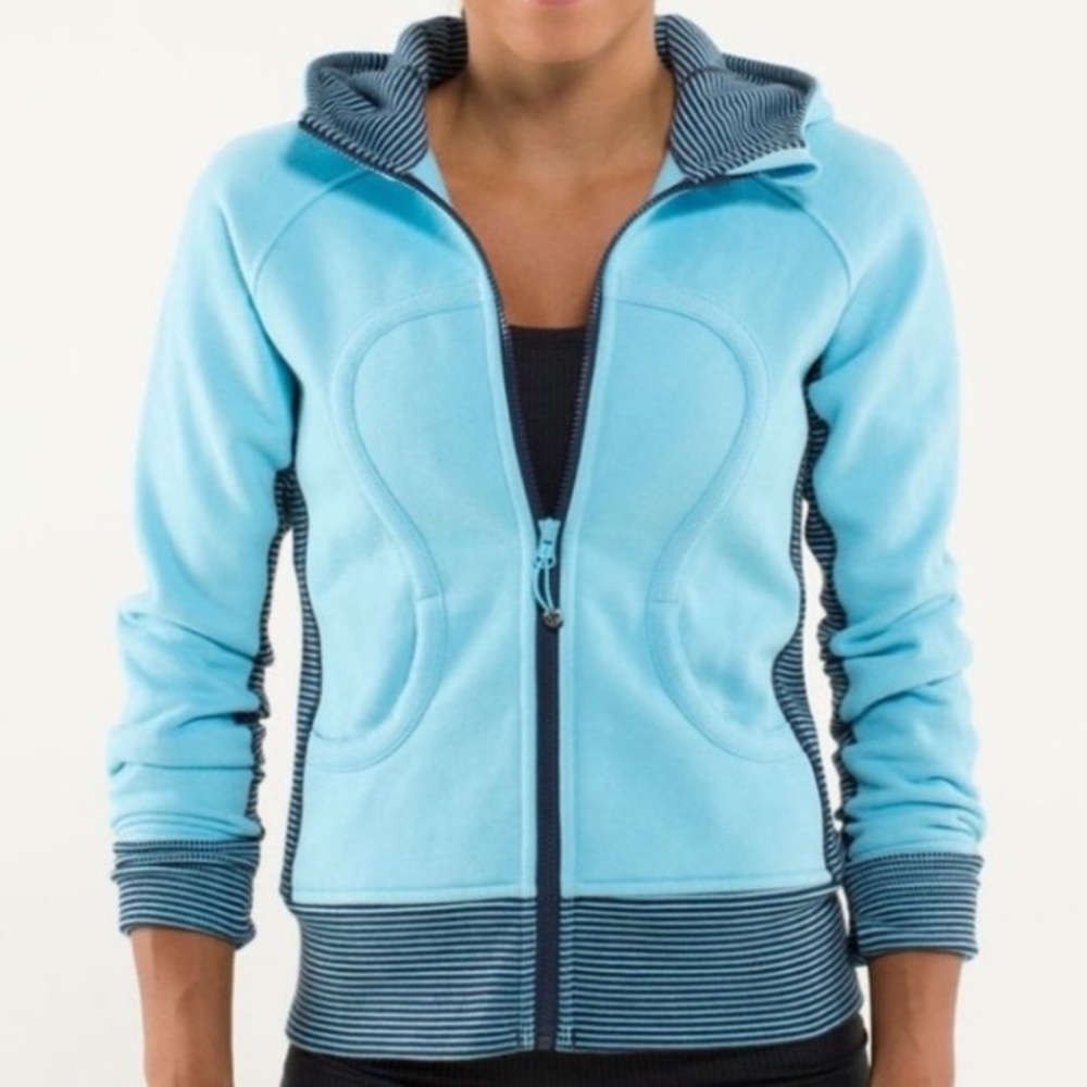 🌟HP🌟 Lululemon Blue Moon/Hyper Stripe Scuba Hoodie Stretch - Size 6 RARE - Picture 3 of 16